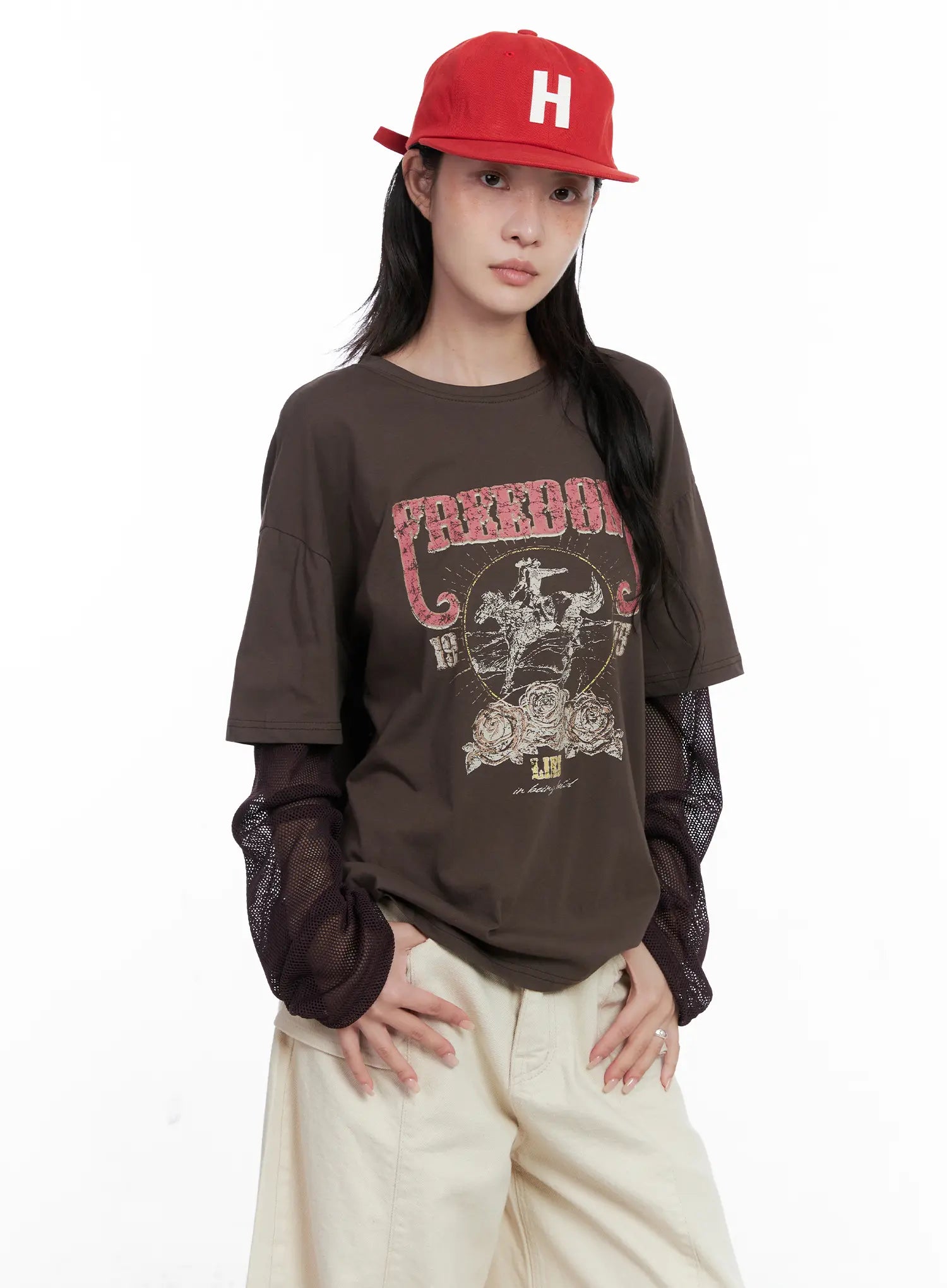 Vintage Graphic Layered Long Sleeve Top CS529