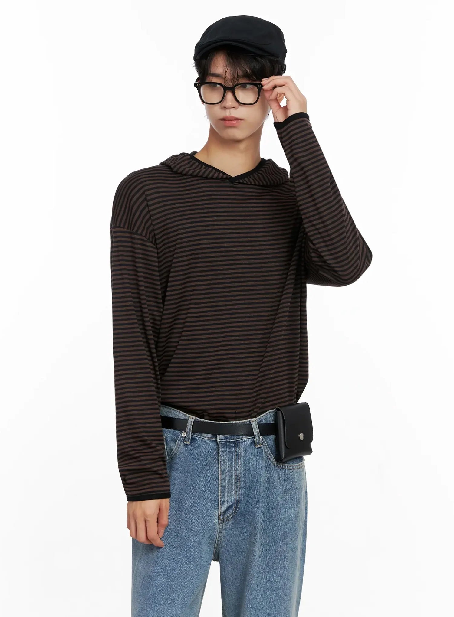 Men's Striped Hooded Long Sleeve IO517