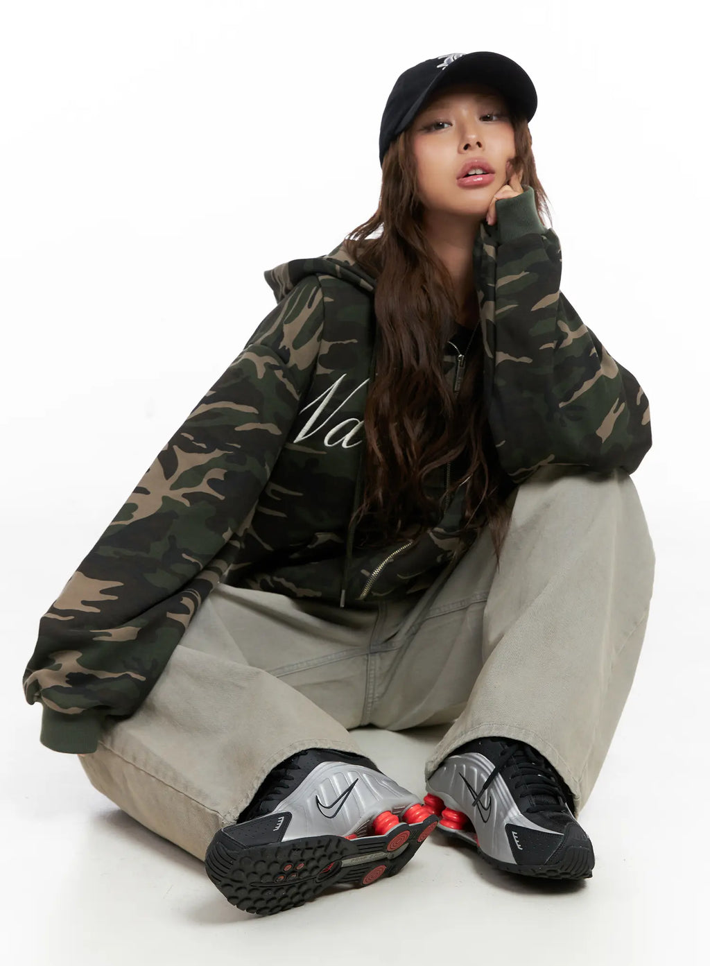 Oversized Camo Lettered Hoodie CS522