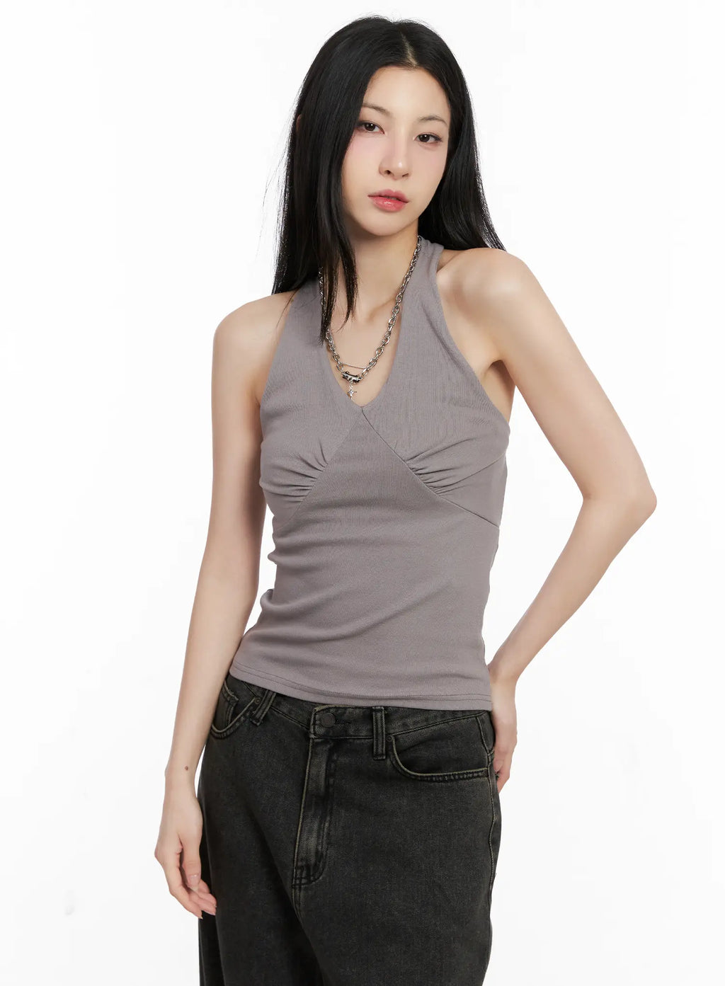 Ruched Halter Tank Top CG522