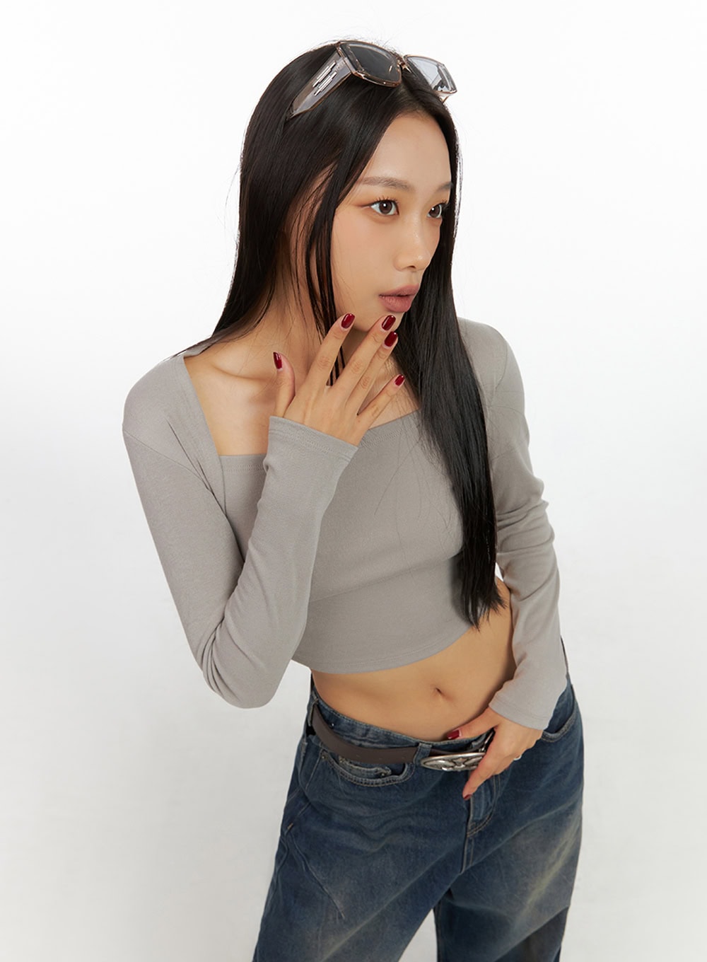 Square Neck Bolero-Style Slim Fit Crop Top IS427