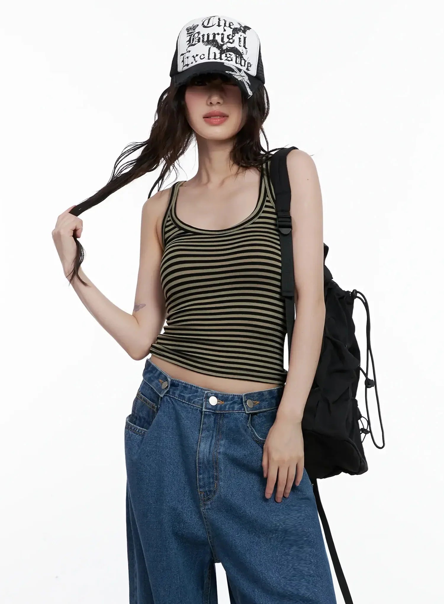 Striped U-Neck Tank Top IL528