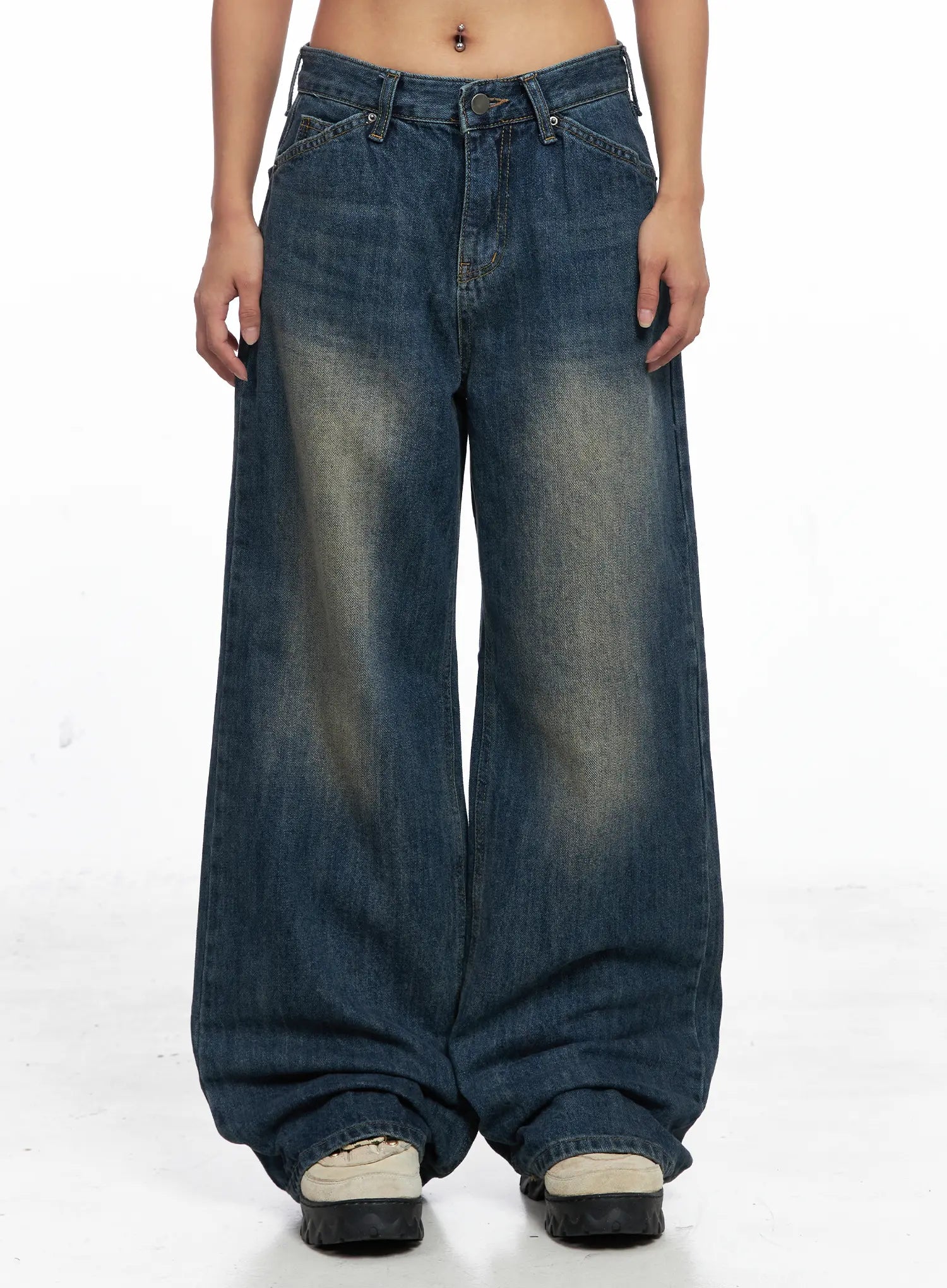 Jaden Back Seam Washed Baggy Jeans CO510
