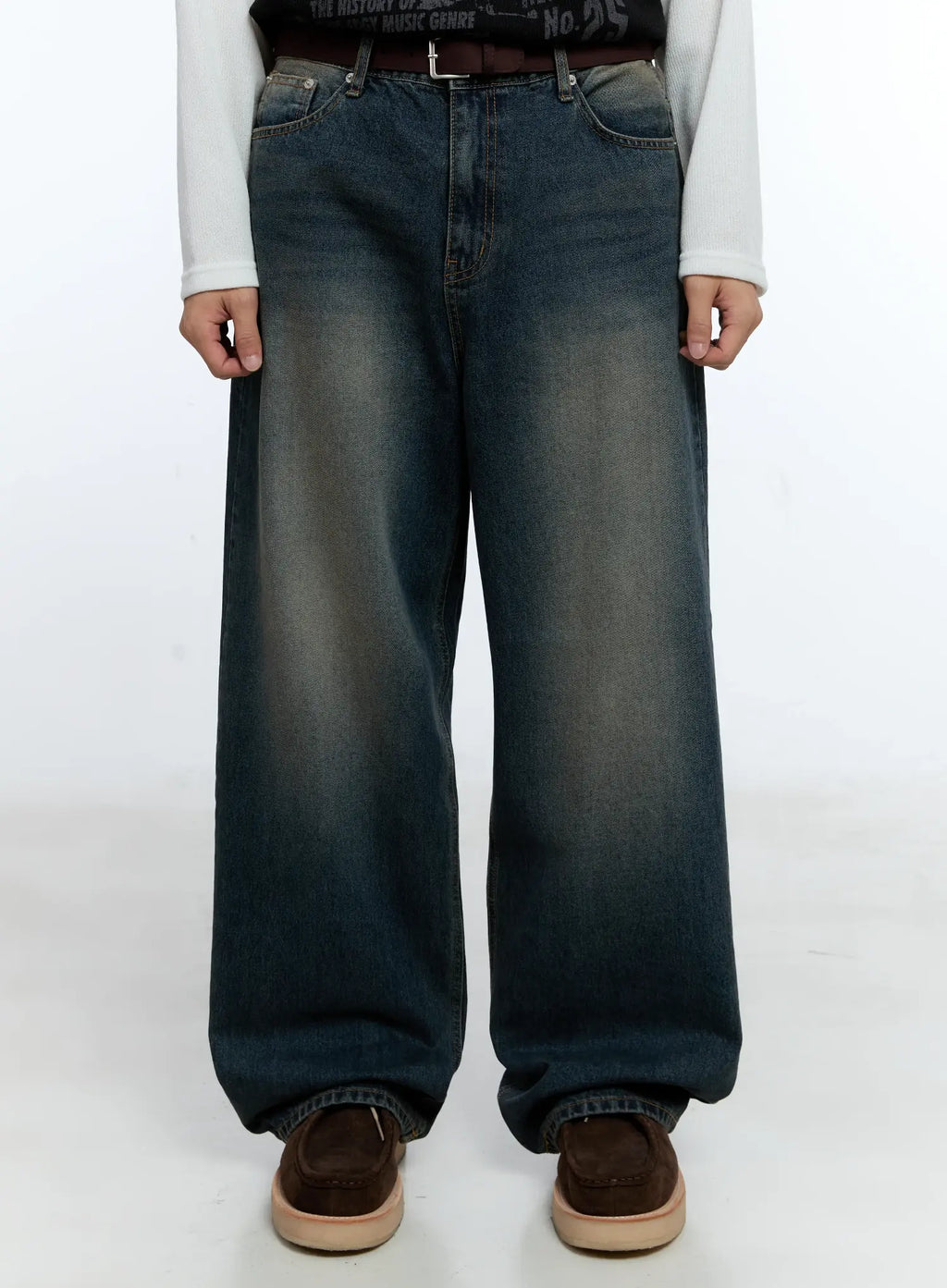 Men's Wide Fit Deep Wash Denim Jeans IG519