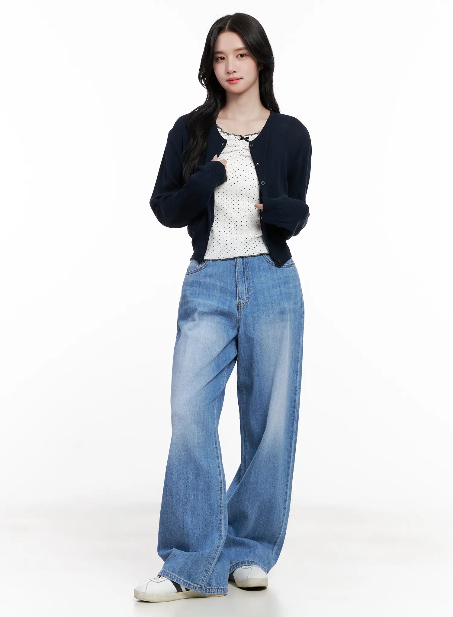 Round-Neck Mesh Knit Cardigan CL516