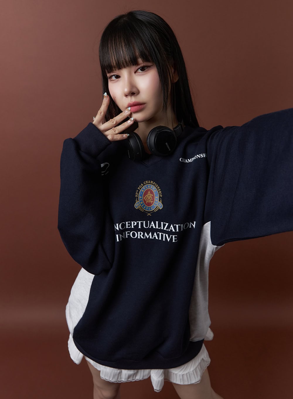 Graphic Lettering Crew Neck Sweatshirt OS410