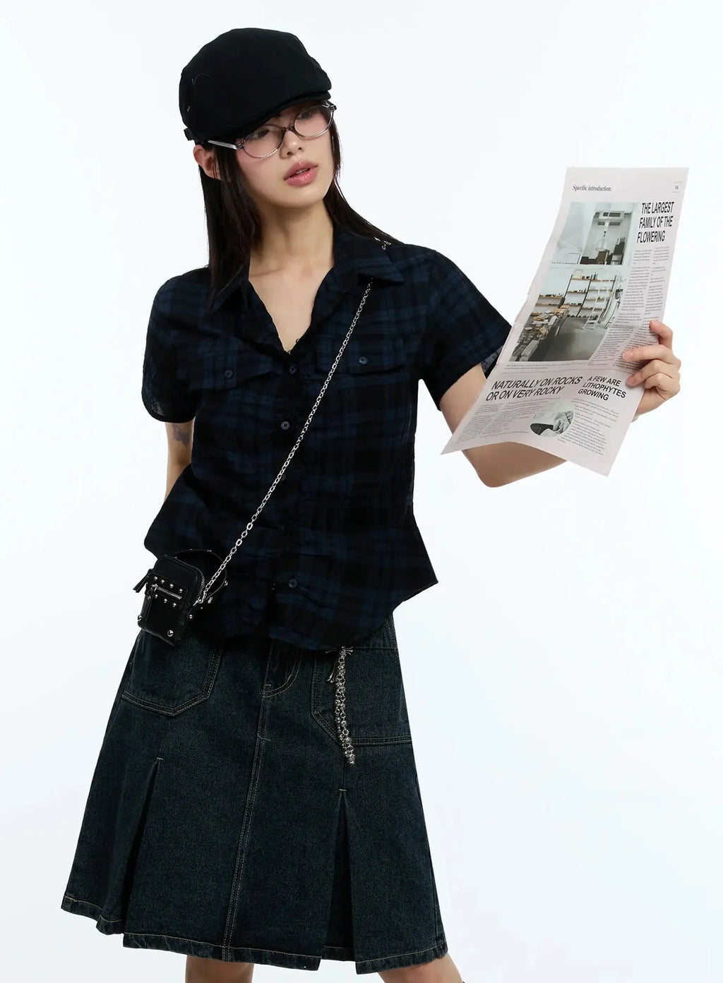 Slim-Fit Plaid Short-Sleeve Shirt IU523