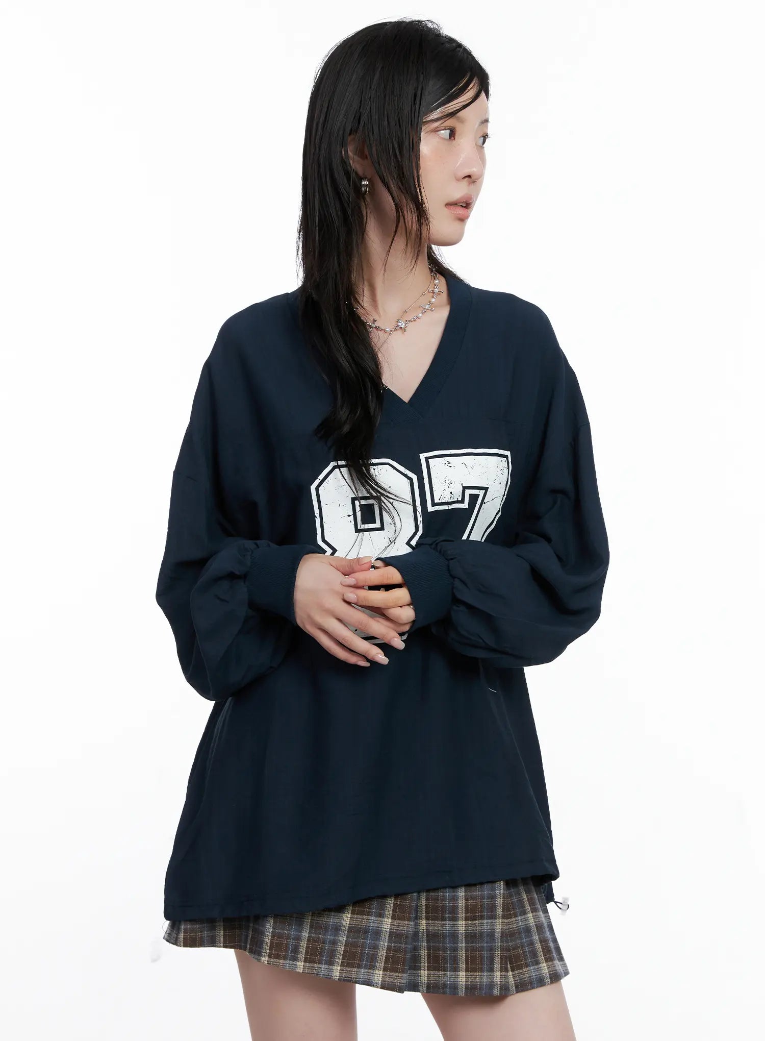 87 Oversized V-Neck Pullover Top CS526