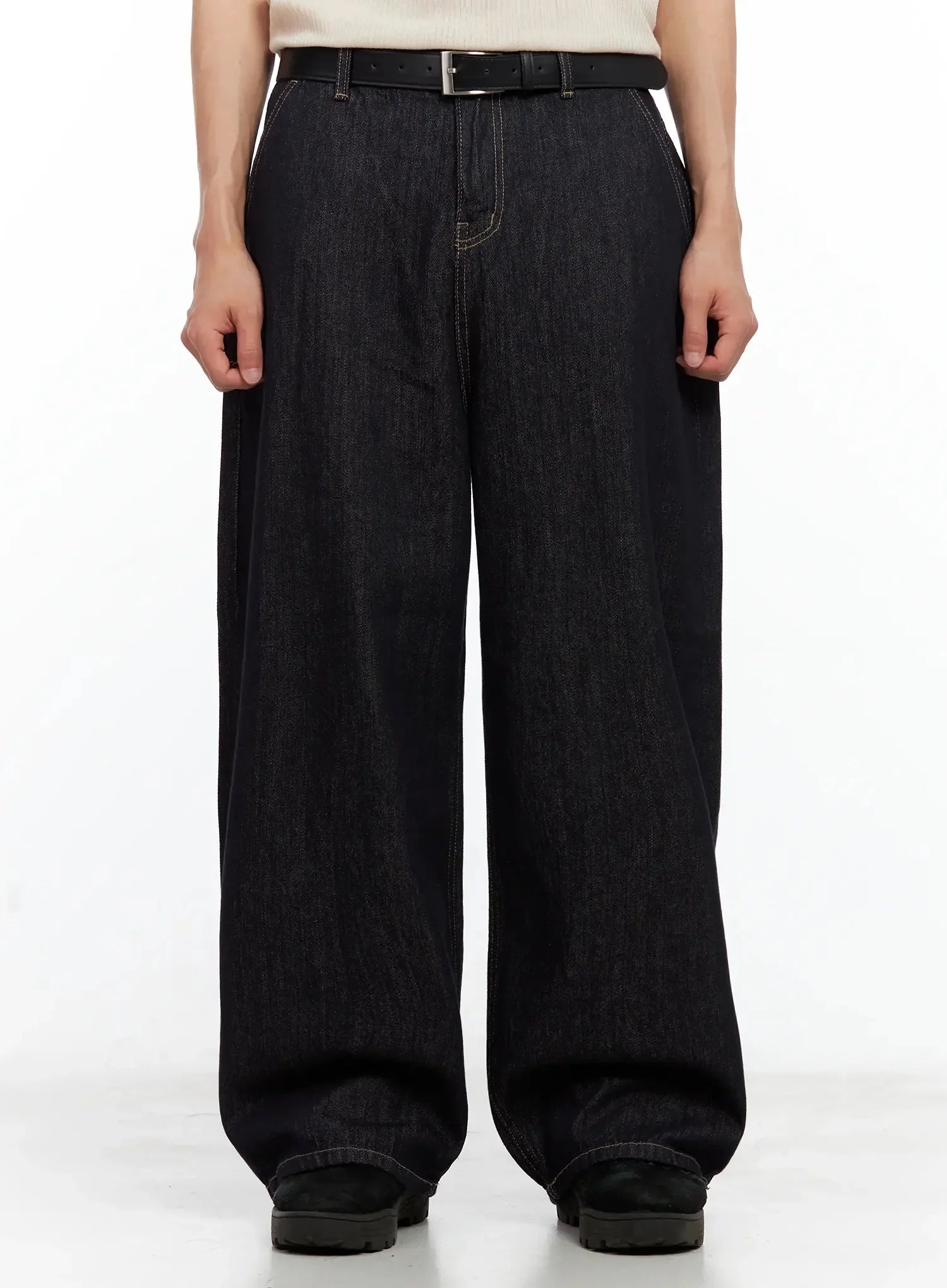 Men's Dark Denim Baggy Jeans IL516