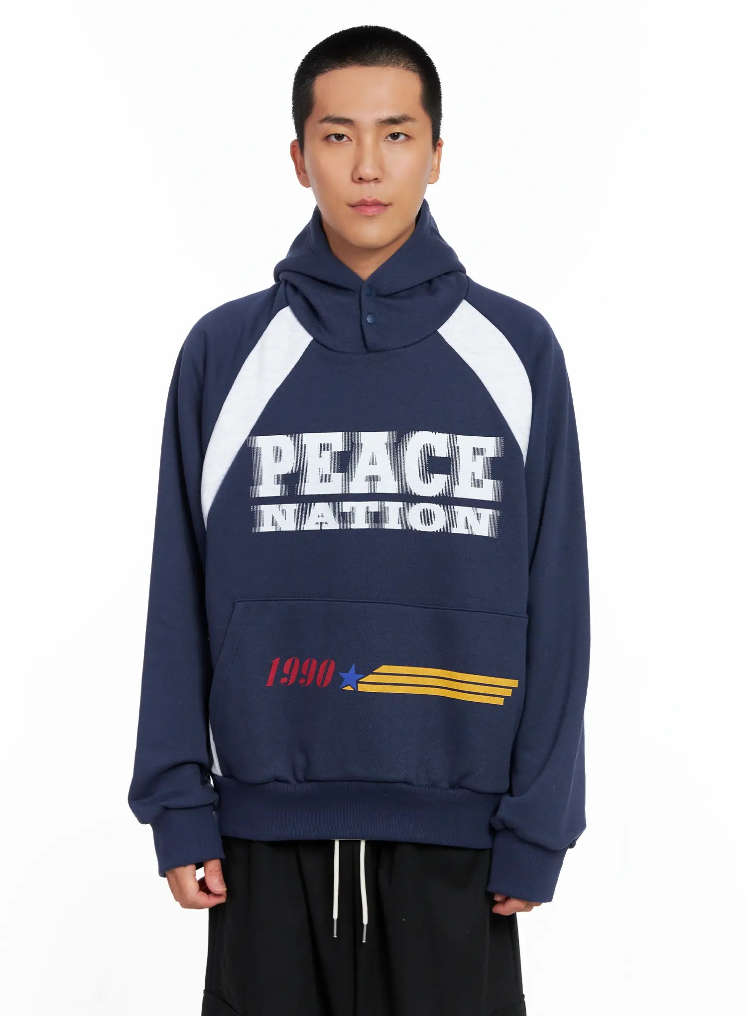 Men's Raglan Graphic High Neck Hoodie IS510