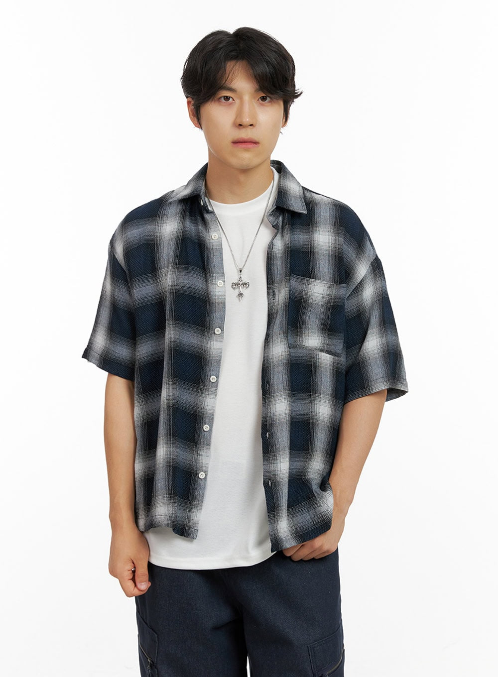 Men's Checkered Collar Shirt IG409