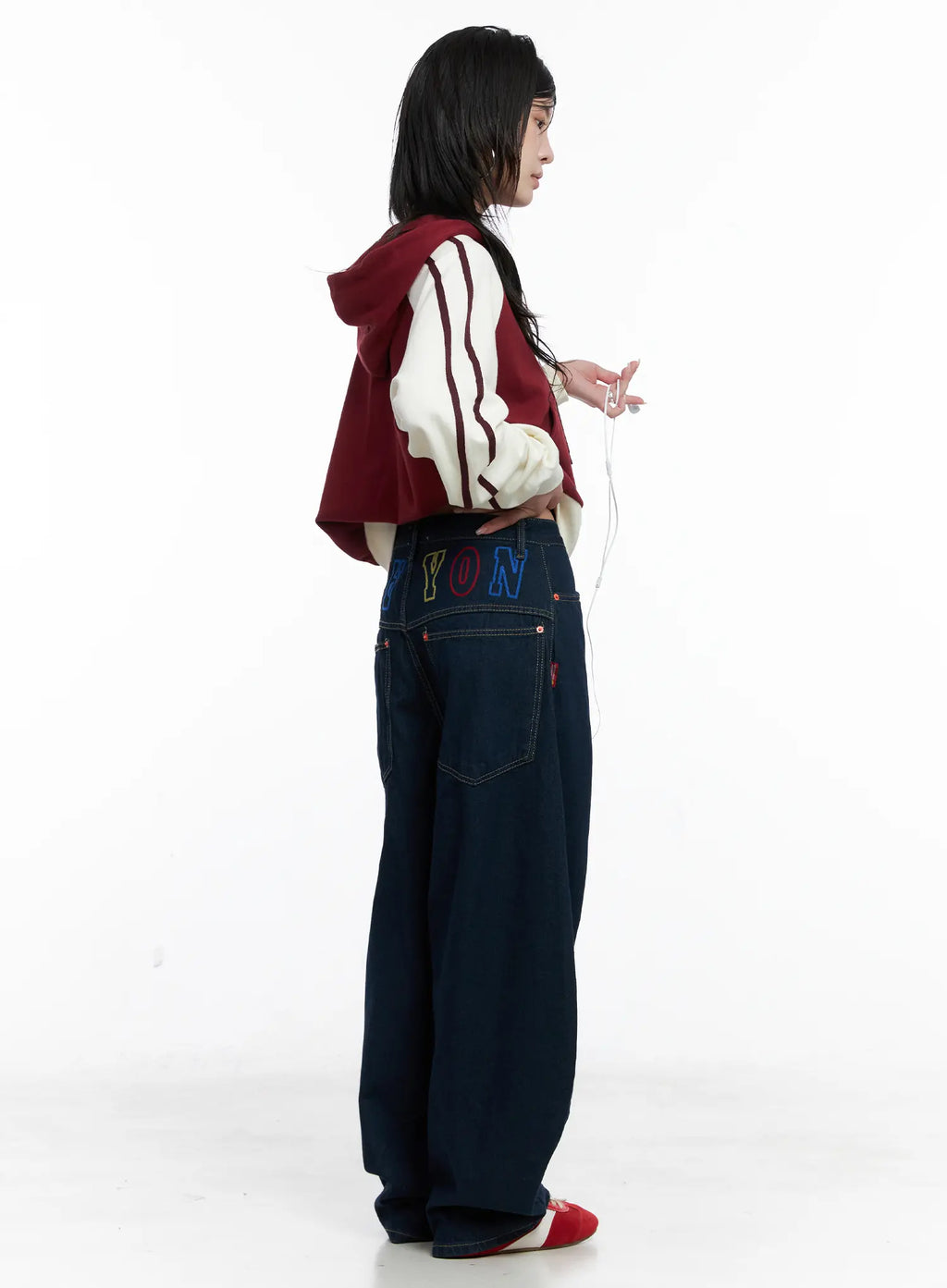 Carina Back Print Baggy Jeans CS529