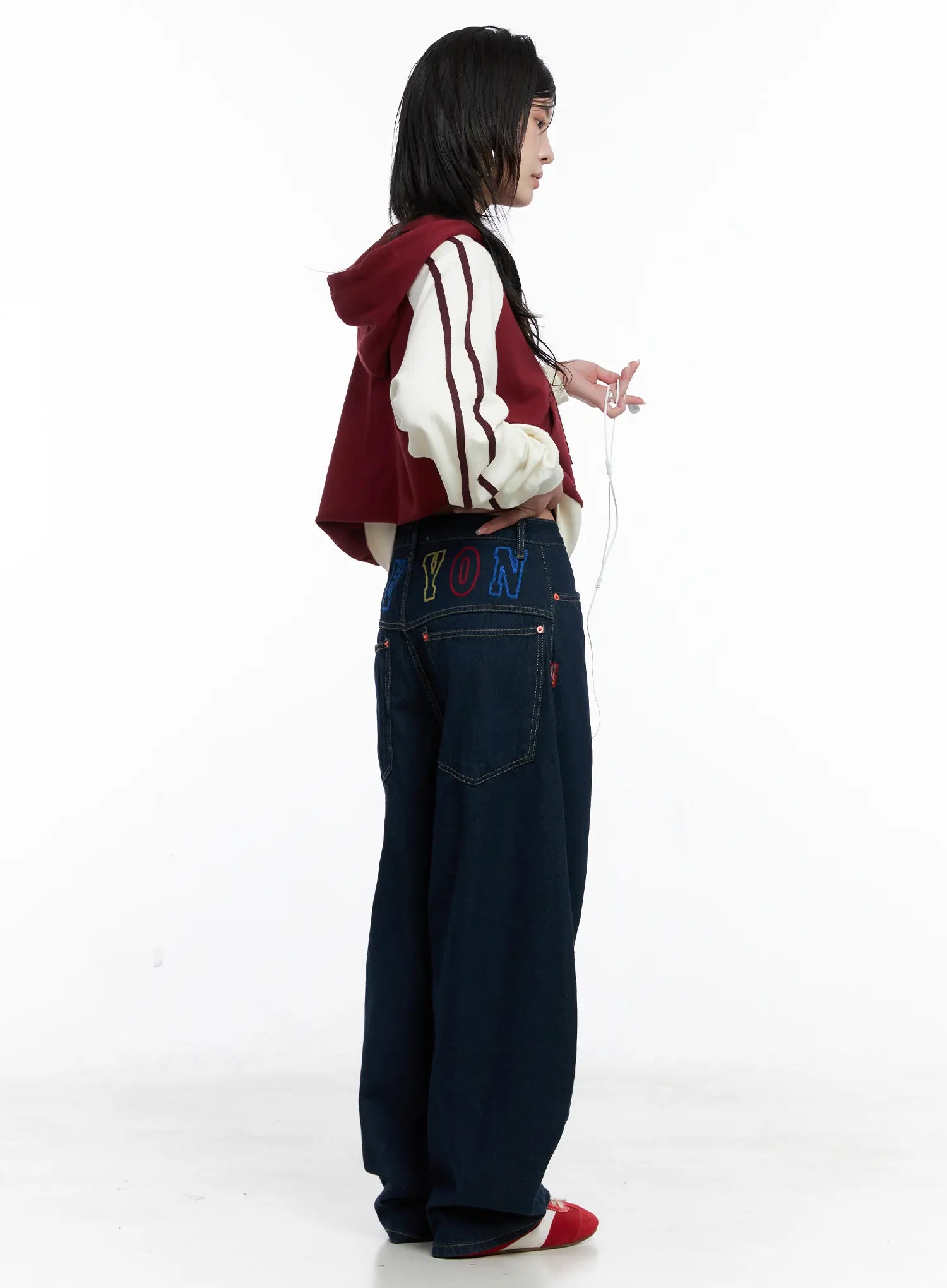 Carina Back Print Baggy Jeans CS529