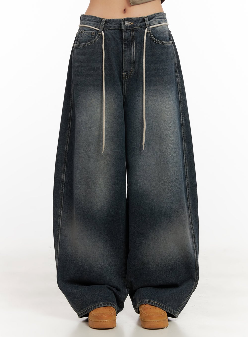 Vivian Washed Cotton Baggy Jeans CD409