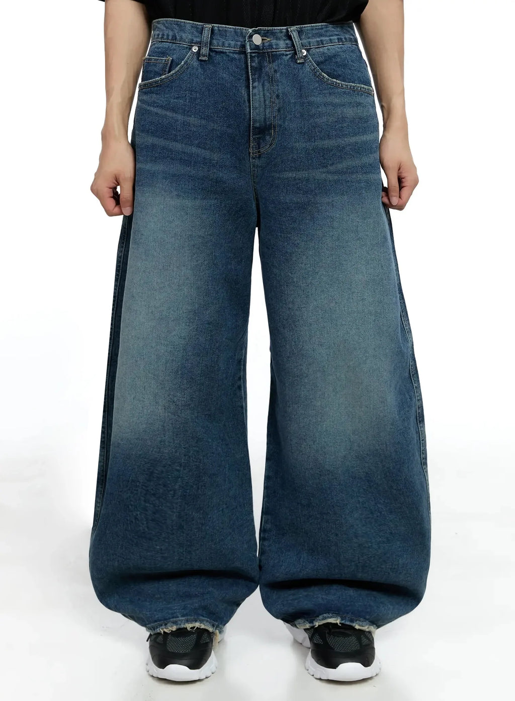 Men's Frayed Hem Baggy Jeans IG520