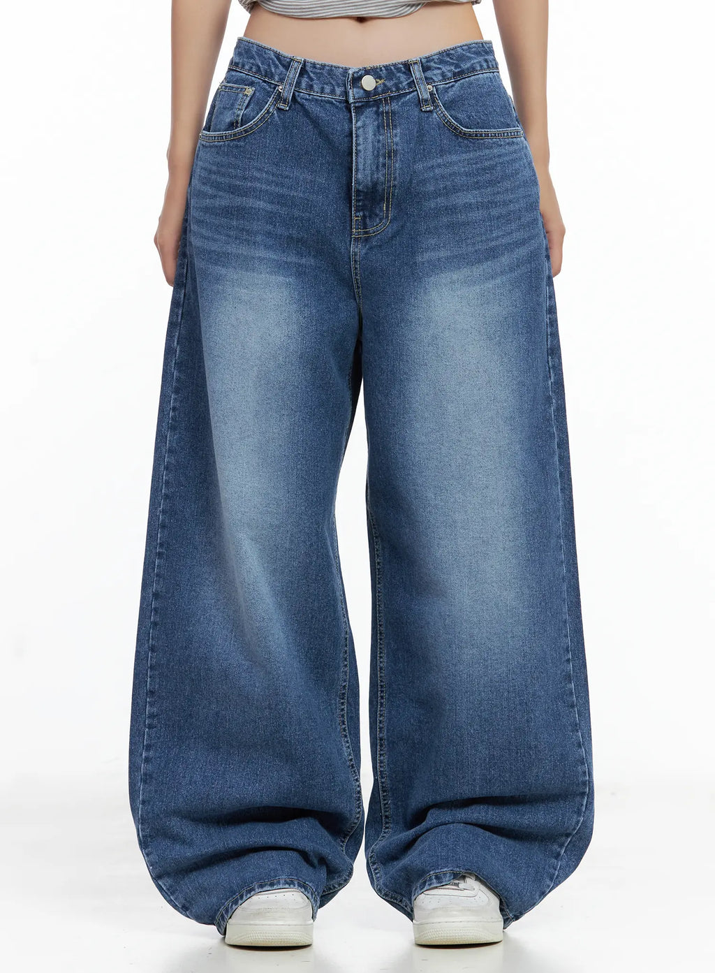 Hayoung Washed Wide-Leg Denim Jeans CL509