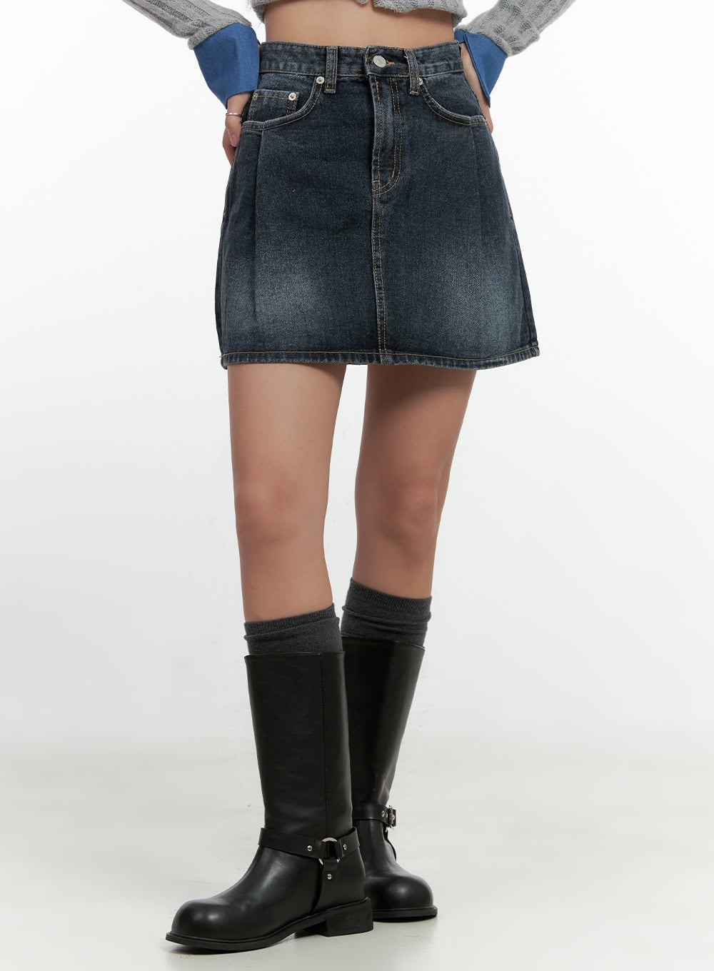 Washed Denim Mini Skirt CN412