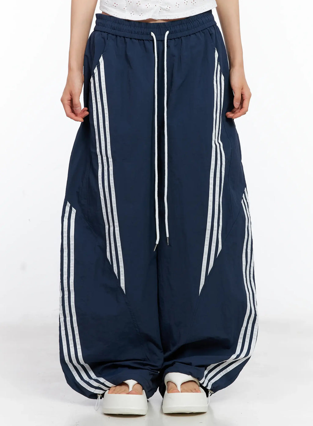 Wide-Leg Drawstring Track Pants CL529