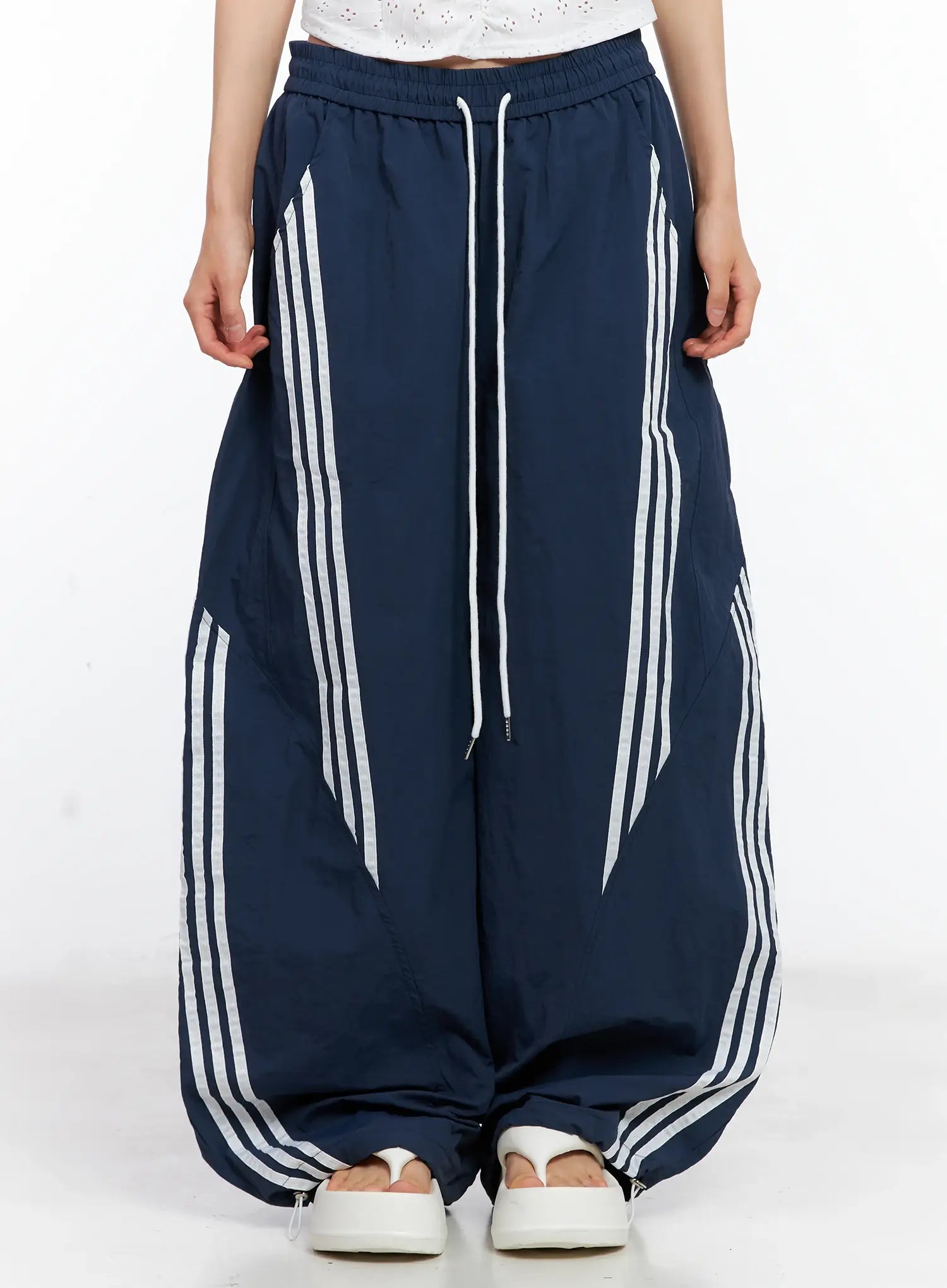 Wide-Leg Drawstring Track Pants CL529