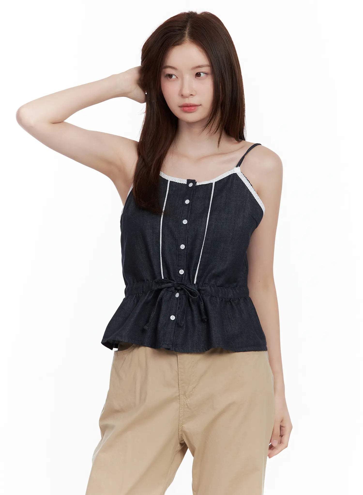 Lace Detail Buttoned Tank CL502