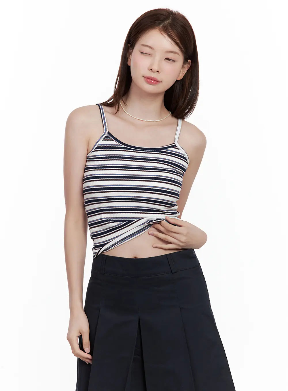 Multi-Colored Striped Ribbed Tank CL502
