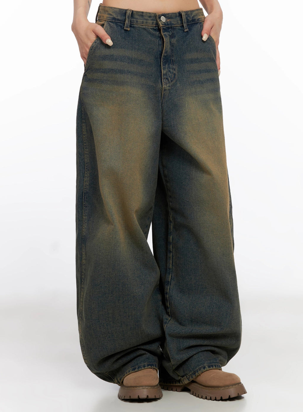 Minju Vintage Washed Baggy Jeans IS508