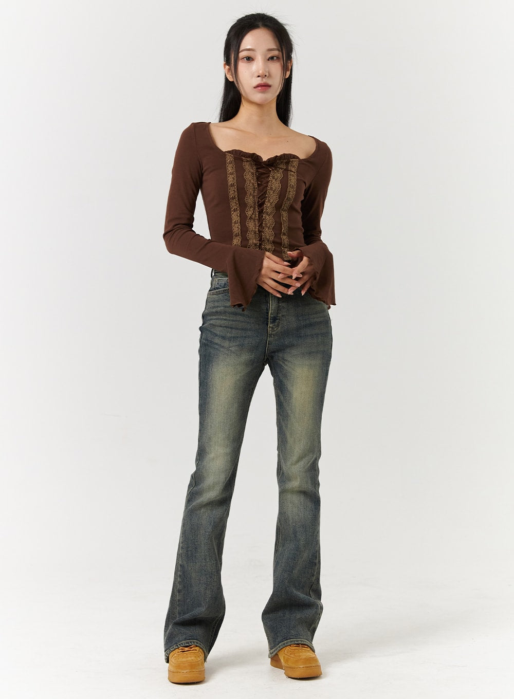 Denim Mid-Waist Flared Jeans CD322