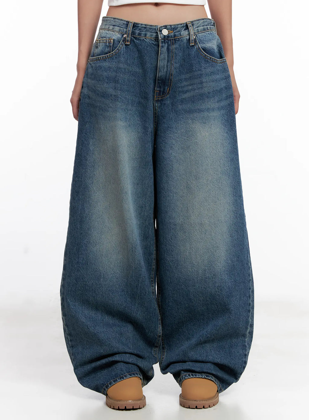 Miji Wide-Leg Washed Denim Jeans CL521