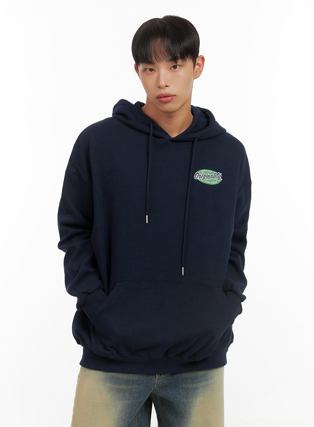 Men's Graphic Hooded Sweatshirt (Dark blue) IS420