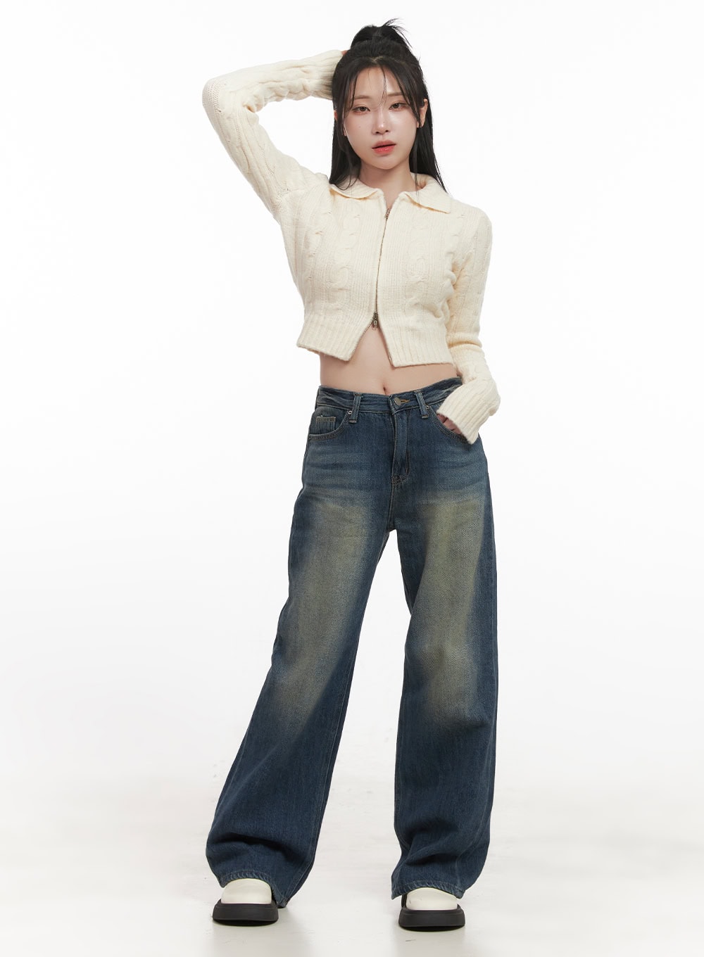 Audrey Washed Wide-Leg Jeans CJ516