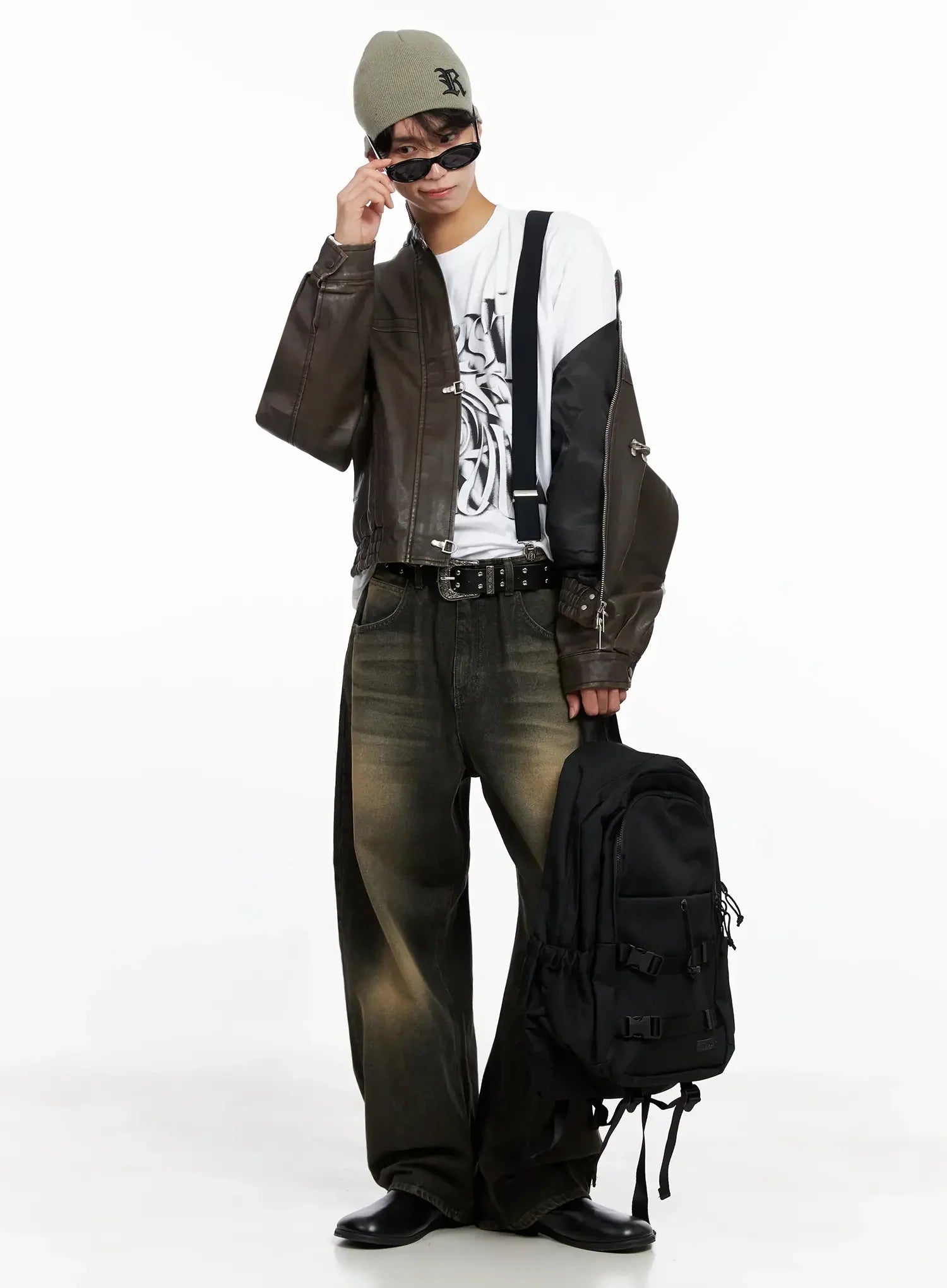 Men's Hook Faux Leather Jacket IO516