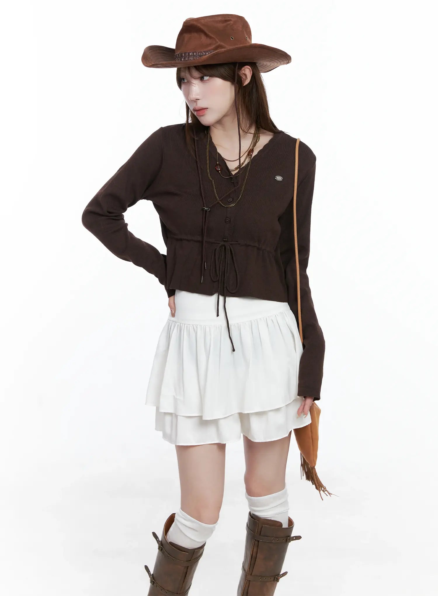 V-Neck Lace Strap Cardigan CS501