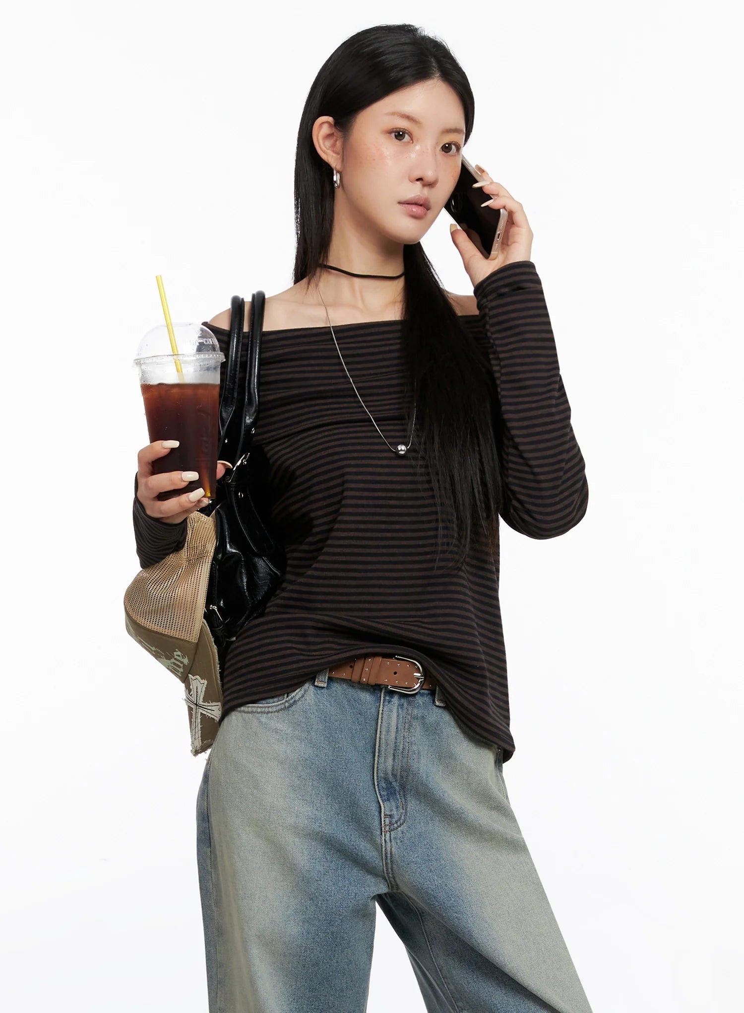 Striped Off Shoulder Top IS508