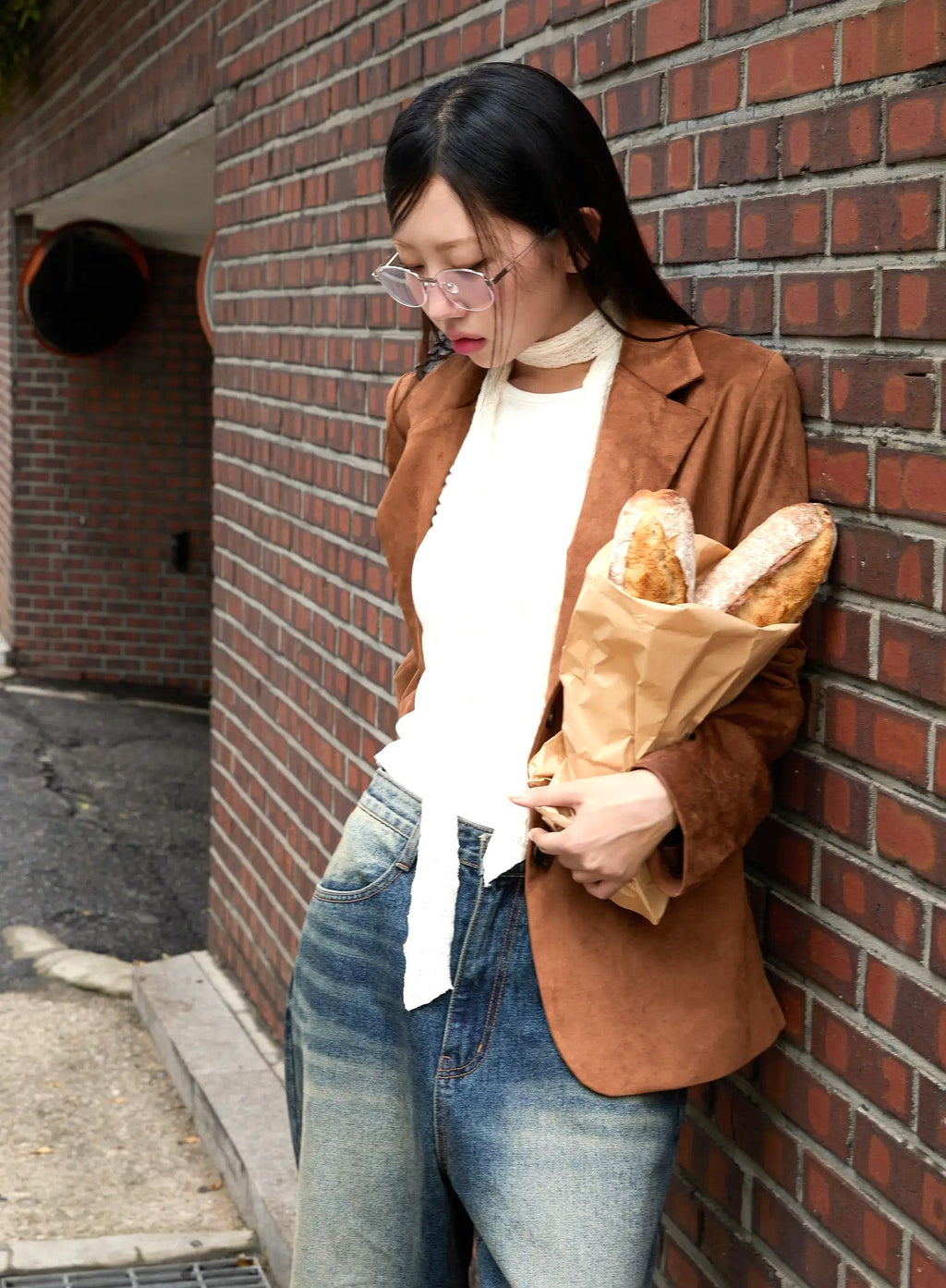 Loose-Fit Suede Blazer CS518