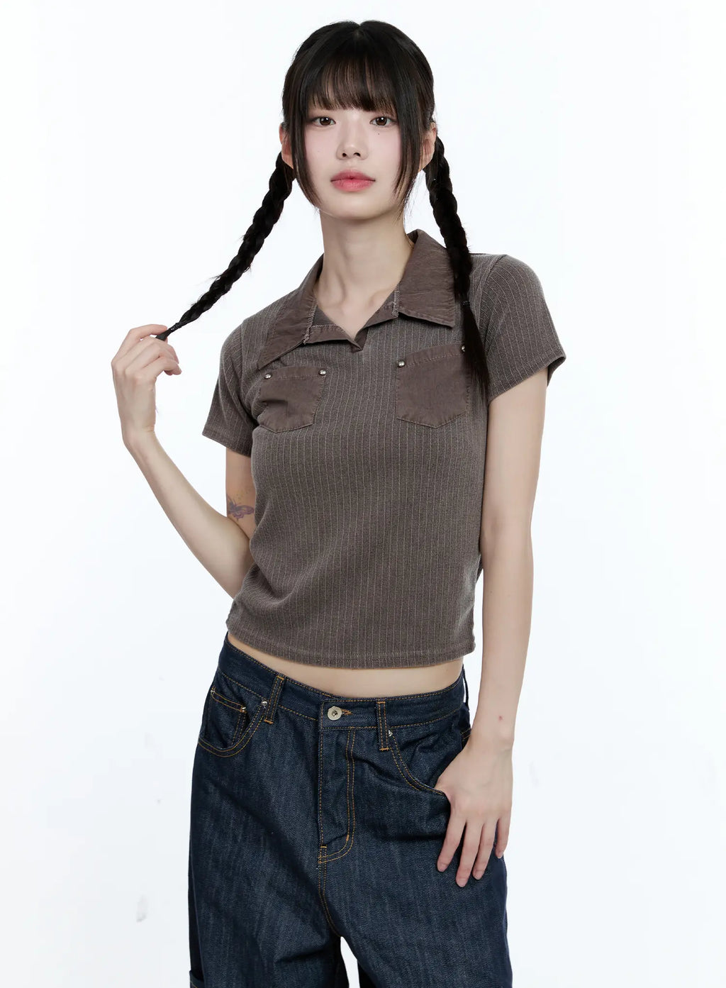 Studded Pocket Collared Tee CG511