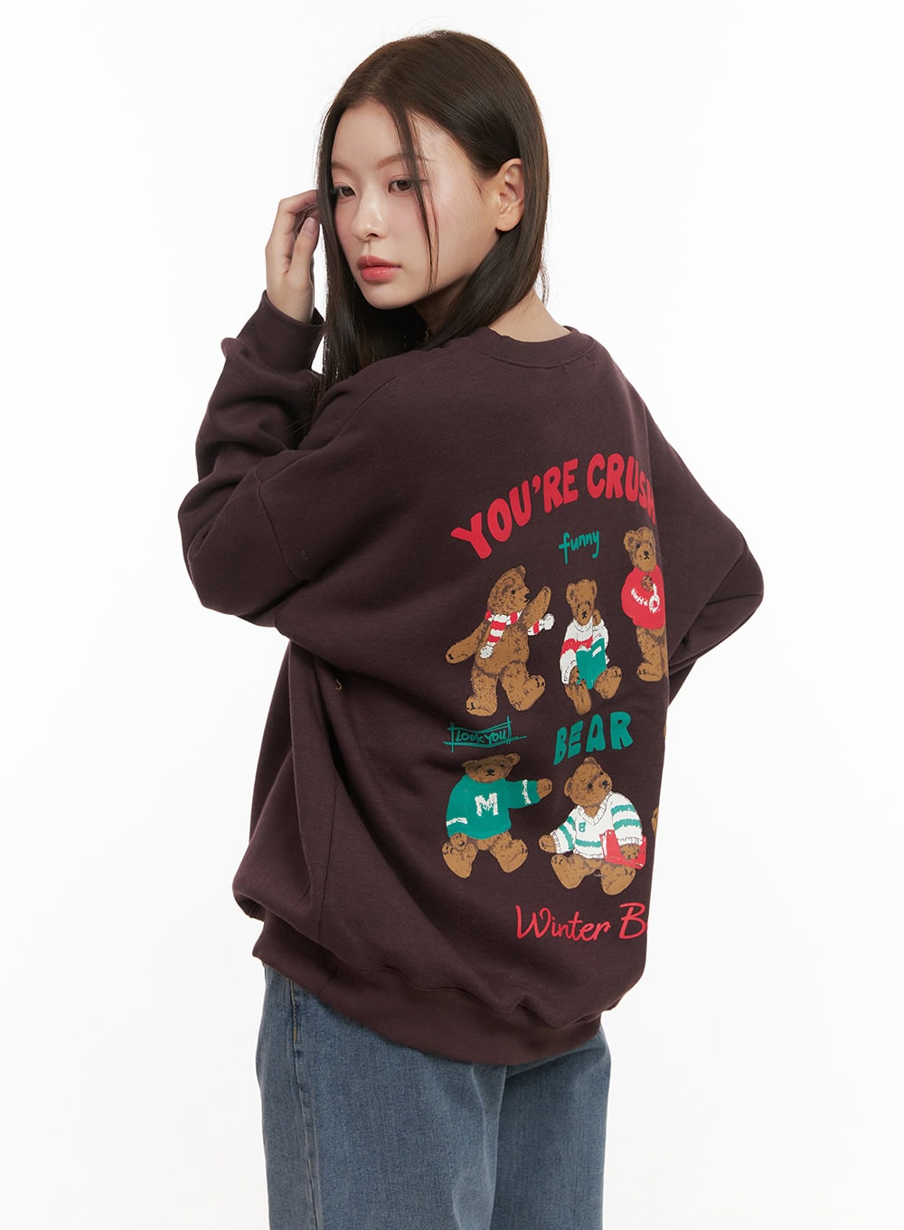 Loose-Fit Graphic Bear Crew Neck OD412