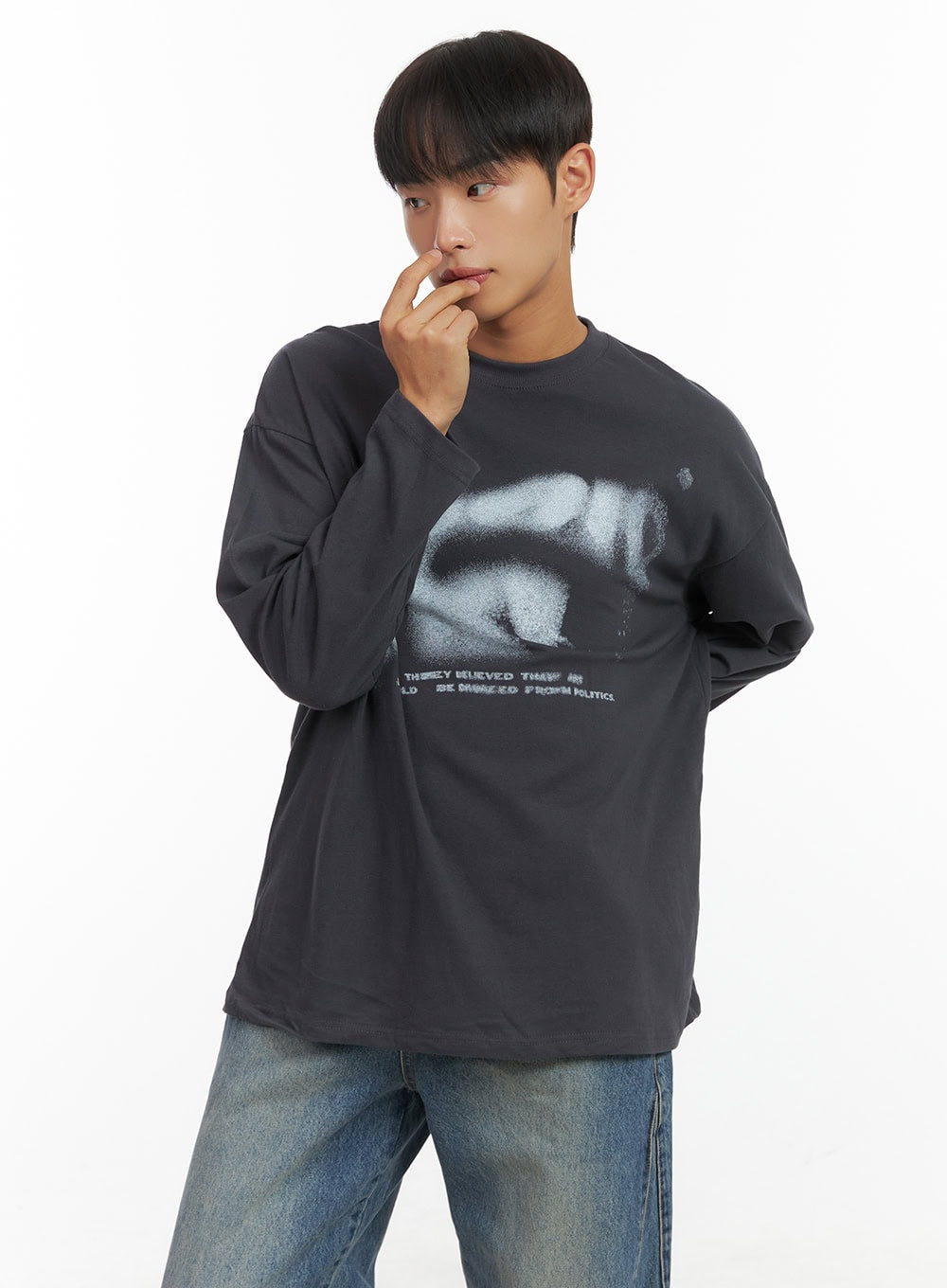 Men's Long Sleeve Casual Graphic Cotton Tee CO408