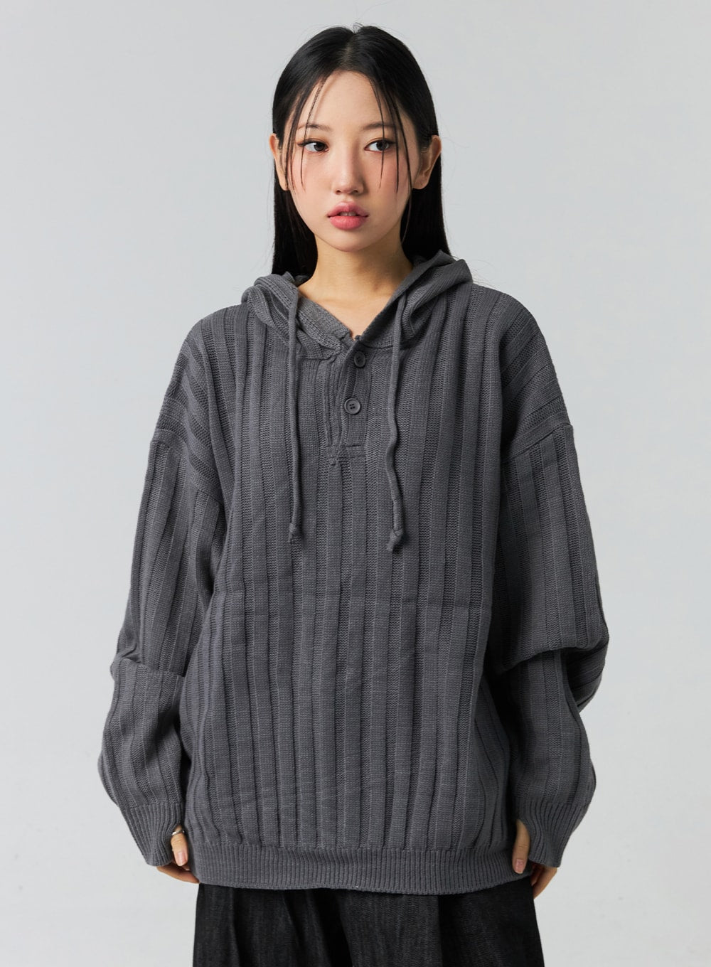 Buttoned Hooded Sweater CO323