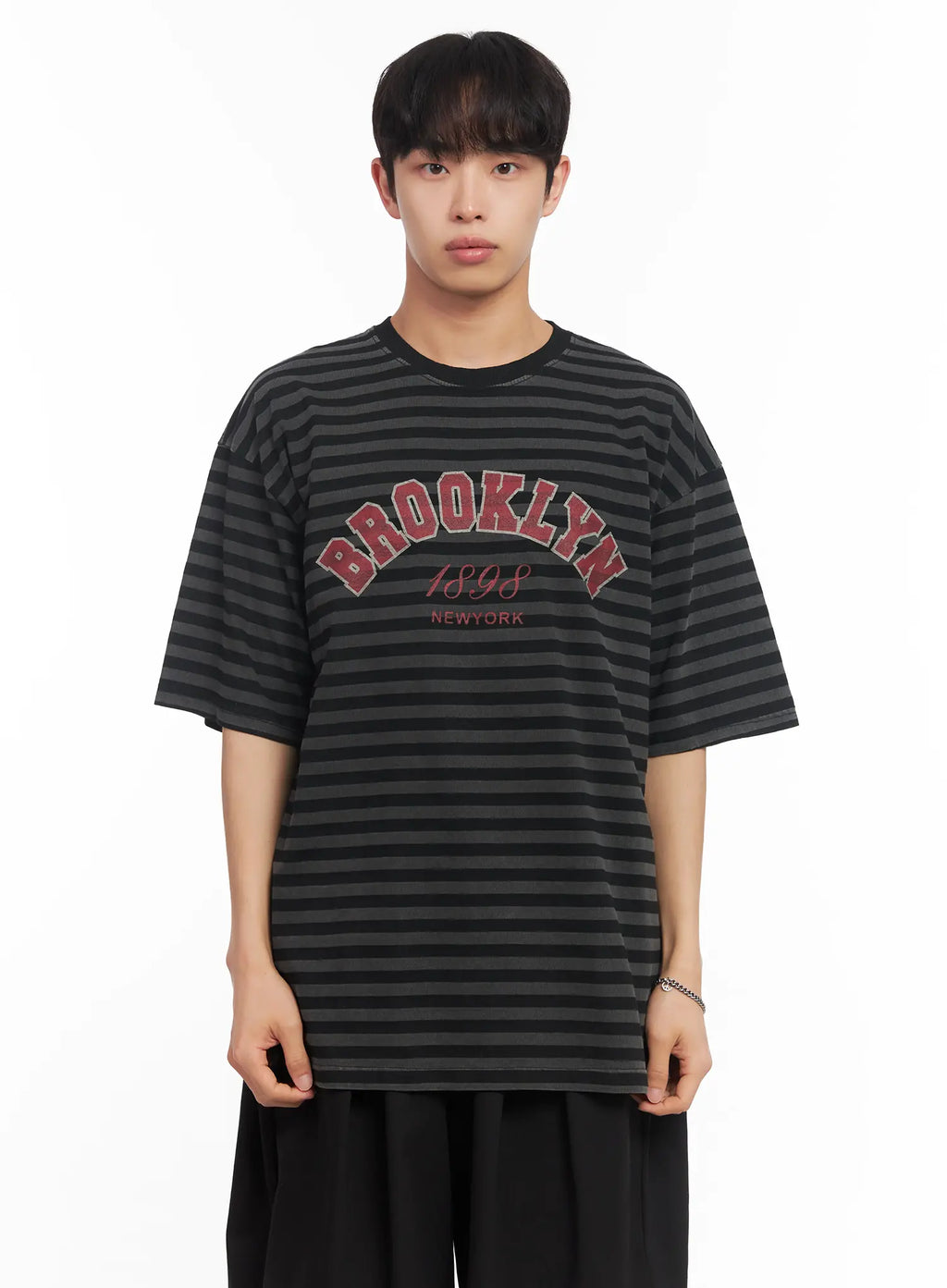 Men's Striped Oversize Tee IU518