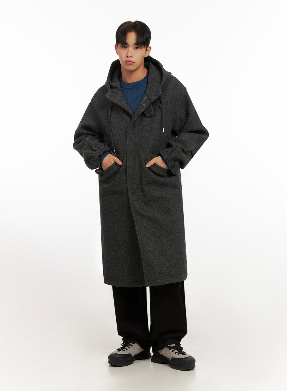 Men's Warm Wool Zip-Up Hooded Coat ID413