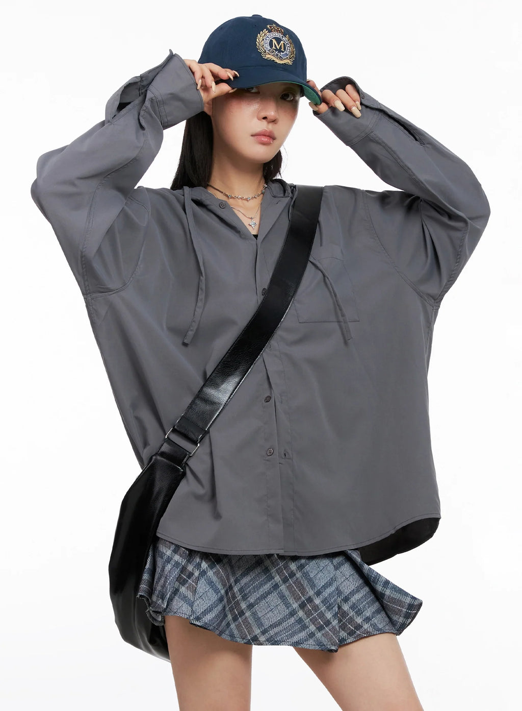Oversized Button Up Hoodie Jacket IS508