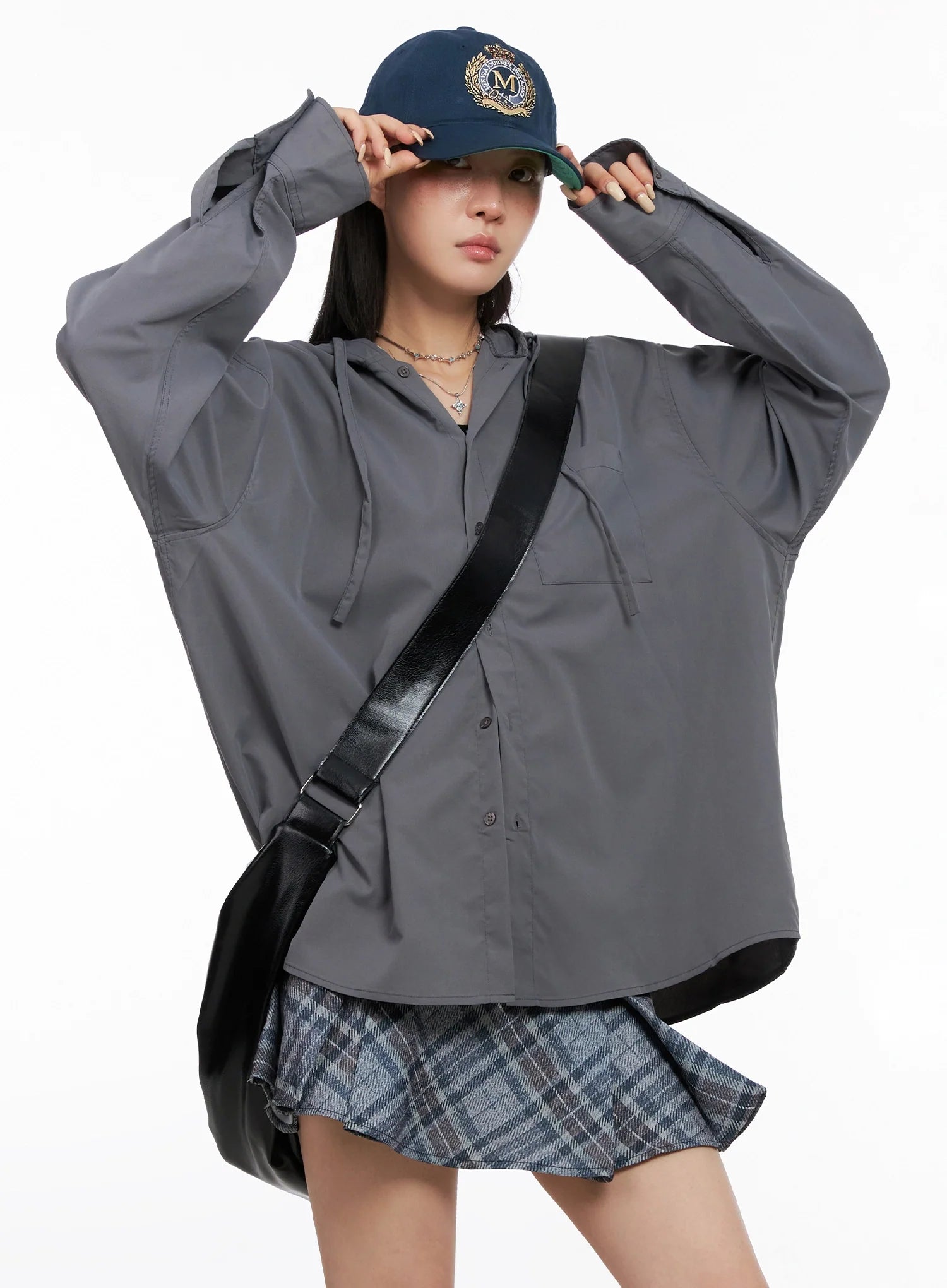 Oversized Button Up Hoodie Jacket IS508
