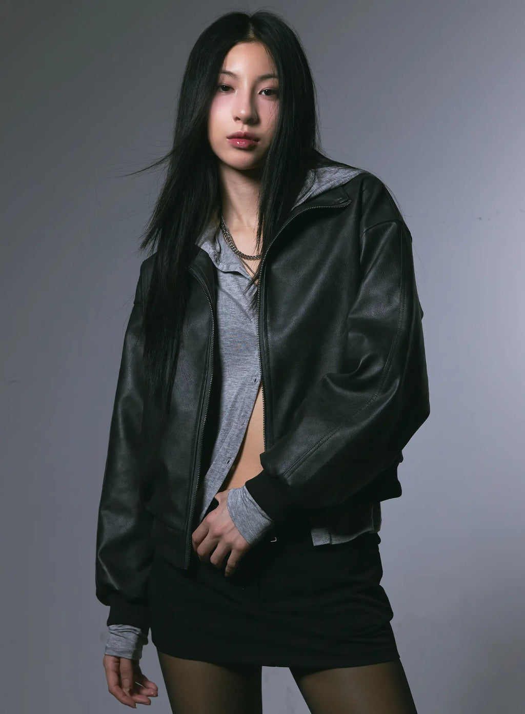 Classic Black Leather Jacket CG526