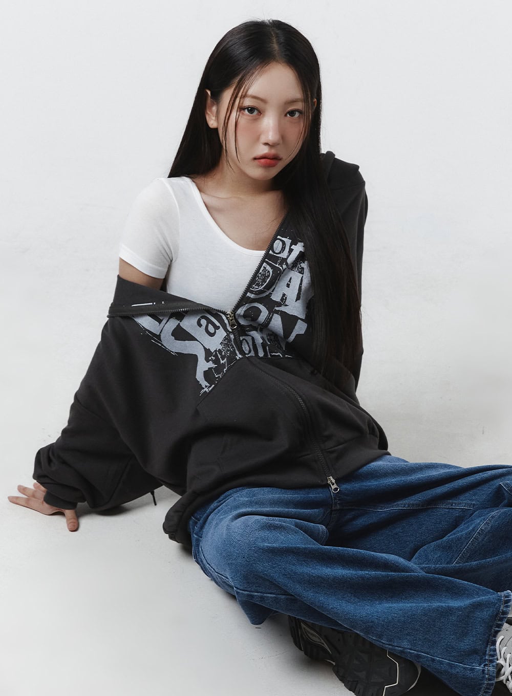 Acubi Oversized Two-Way Zip-Up Sweatshirt CL431