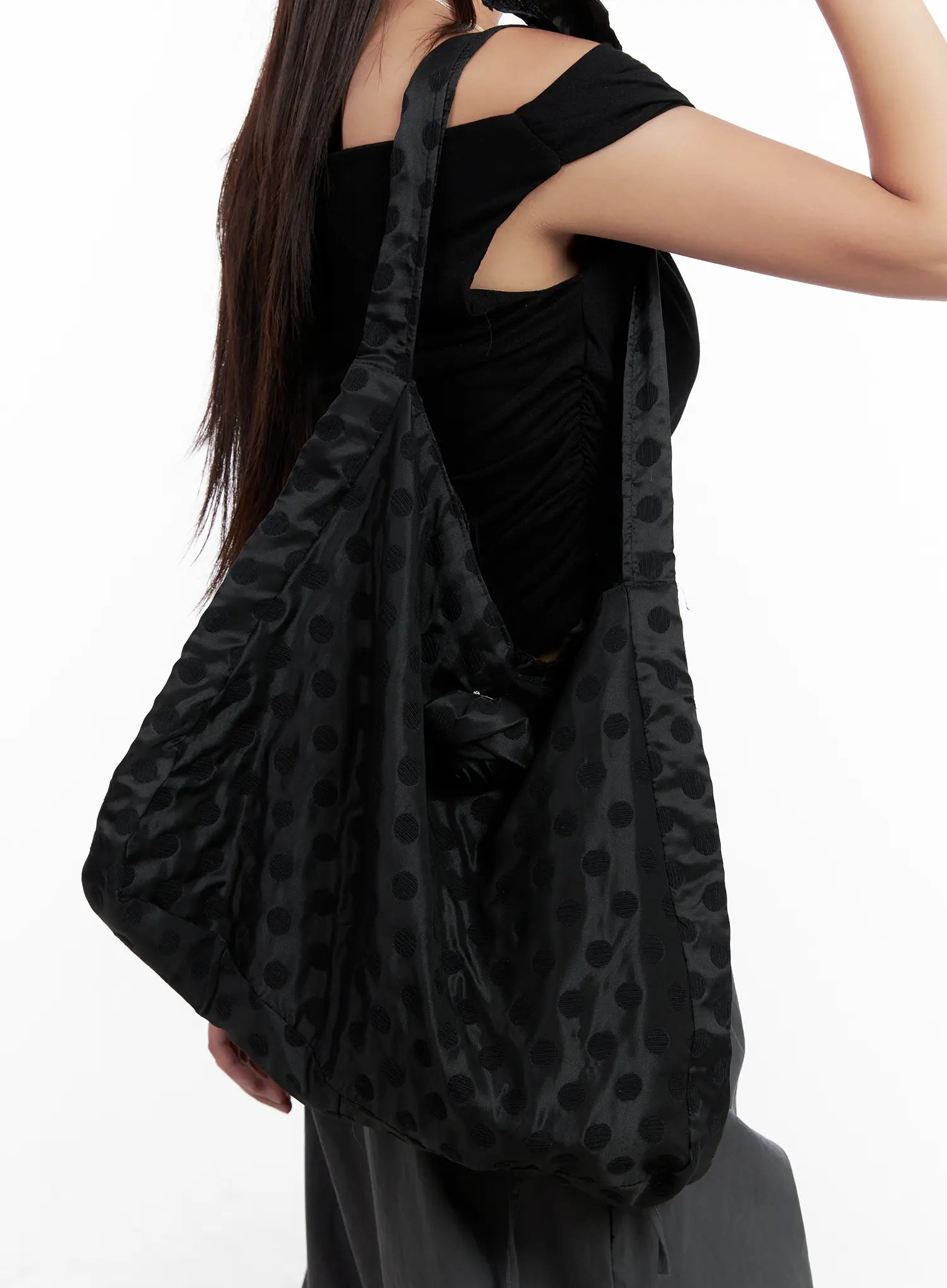 Polka Dot Rose-Accent Tote Bag CL522