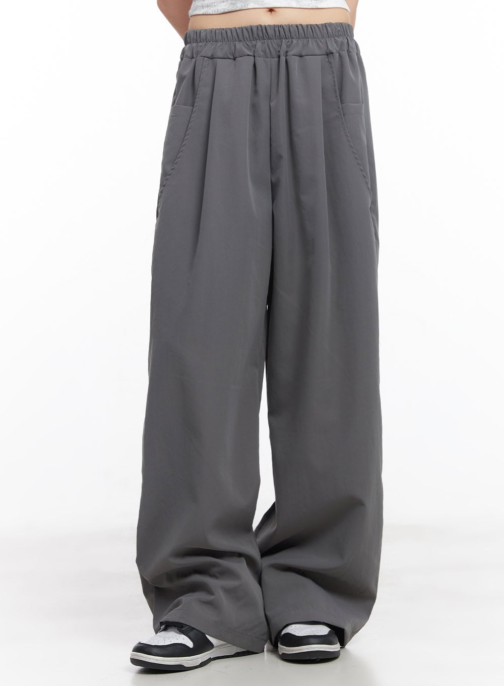 Wide-Fit Pintuck Nylon Trousers CY512