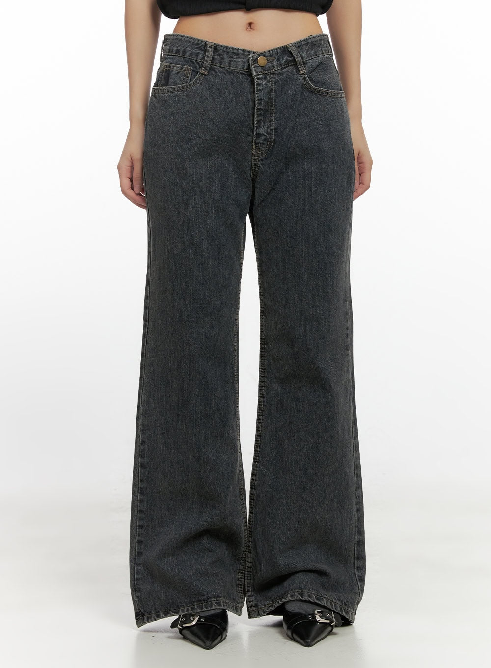 Trina Washed Cotton Flared Jeans CN419