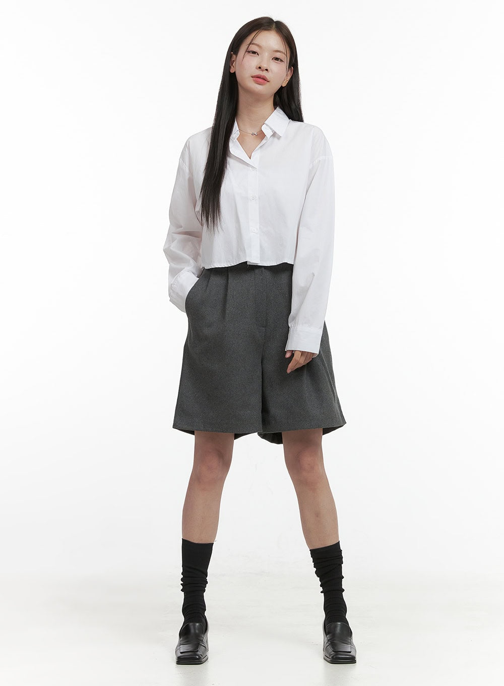 Pintuck Solid Midi Trousers OO416