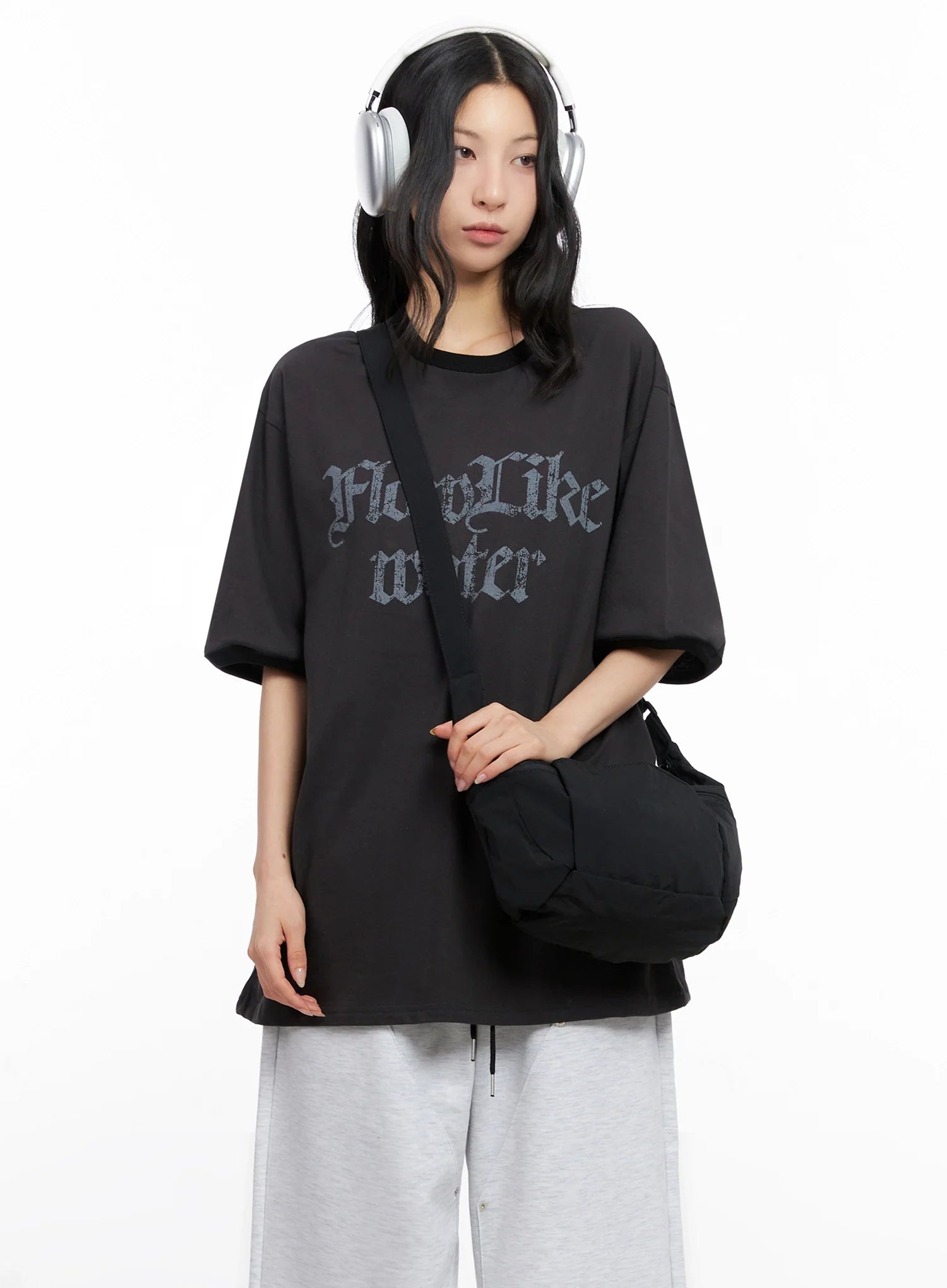 Oversized Gothic Graphic Print Tee IG508
