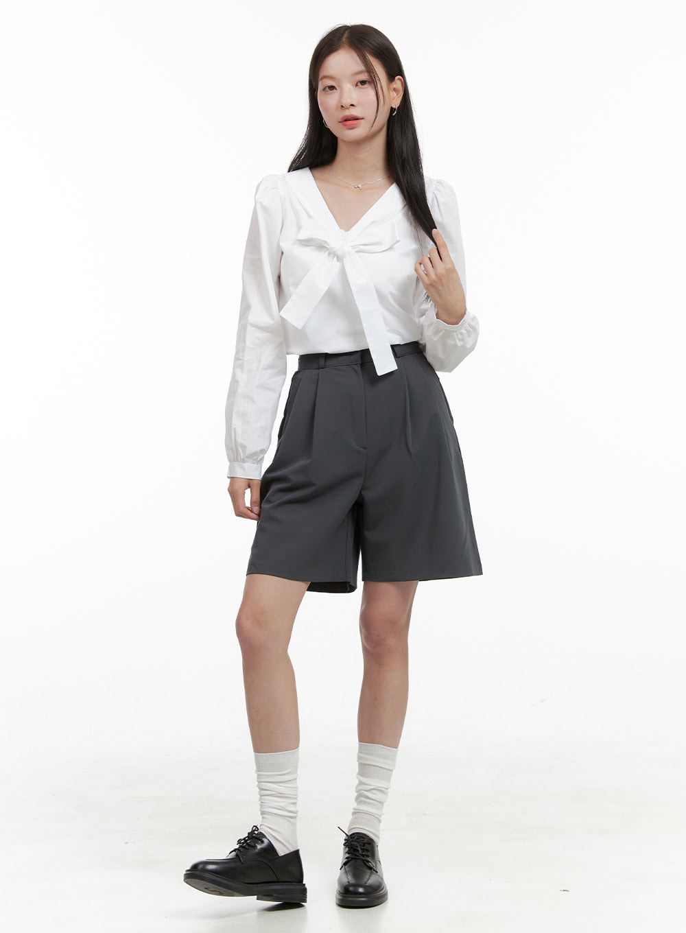 Pintuck Wide Tailored Shorts OG416